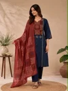 K 1187 by Naisha Dhabu Cotton Mirror Hand Work Kurti With Bottom Dupatta